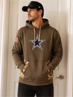 EUC Dallas Cowboys Salute to Service Olive Camo Performance Hoodie Men’s Large